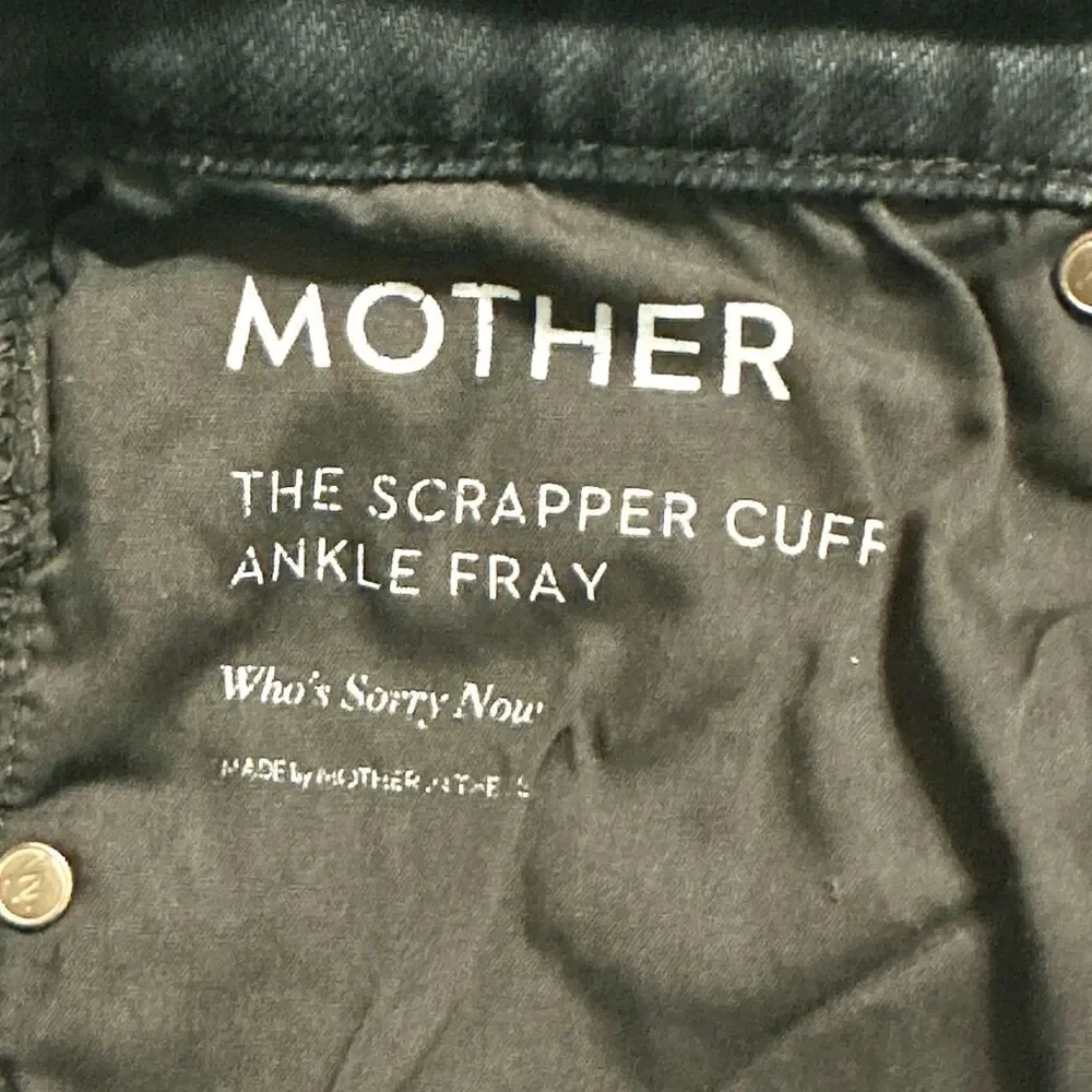 Mother Superior Jeans Black Size 25 The Scrapper Cuff Ankle Fray Who’s Sorry Now - Picture 14 of 14